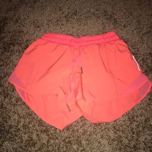 Orange lululemon shorts